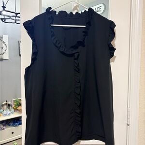 SHEIN Black Ruffle Blouse